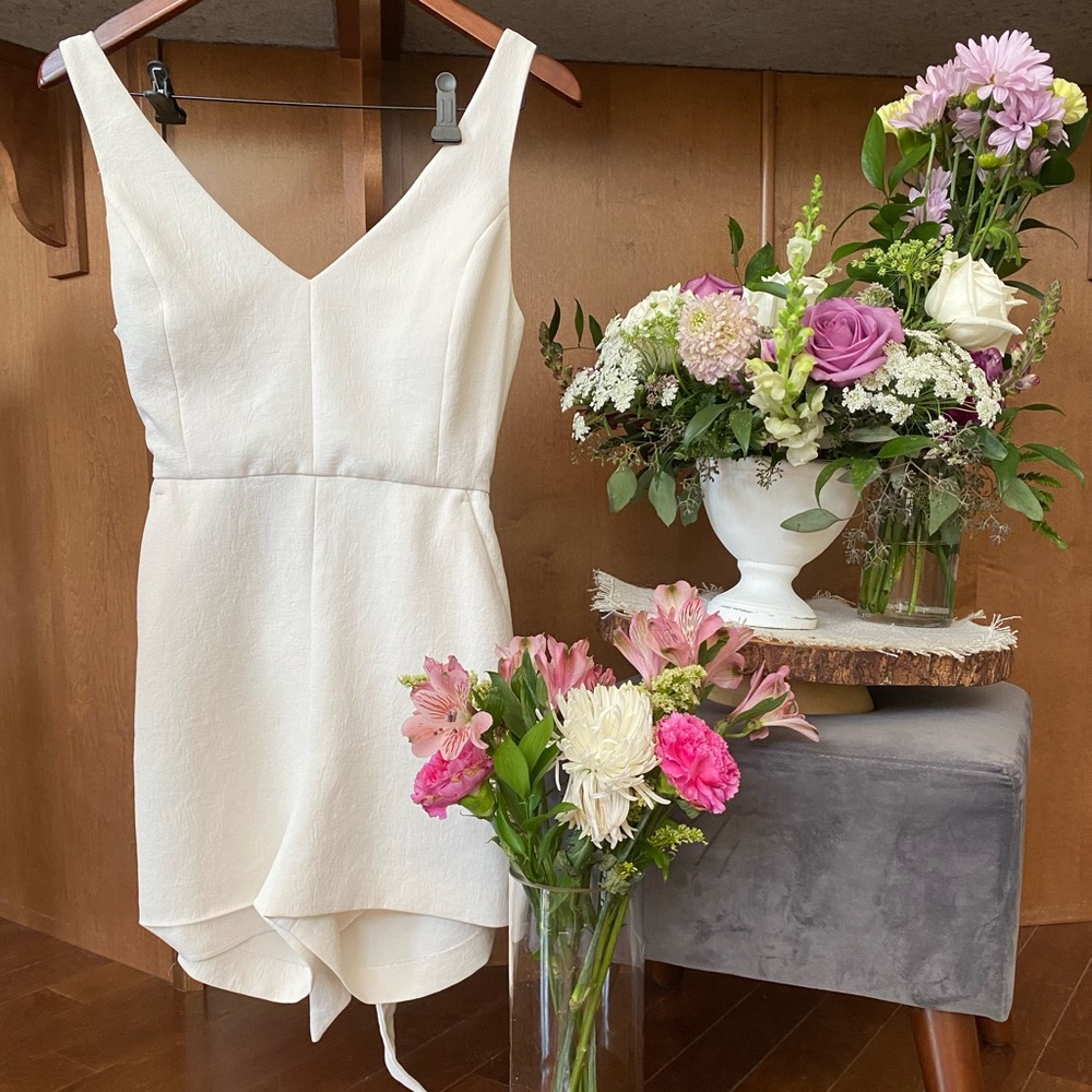 Aritzia Wilfred white wrap romper